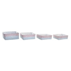 Set de basket DKD Home Decor Polyester 8,5 cm 26 x 26 x 9 cm Fibre nat