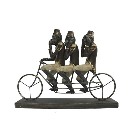 Figurine Décorative DKD Home Decor Singe Tricycle Noir Doré Métal Rési