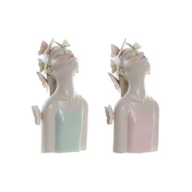 Figurine Décorative DKD Home Decor Filles 14 x 11,5 x 27 cm Bleu Rose 
