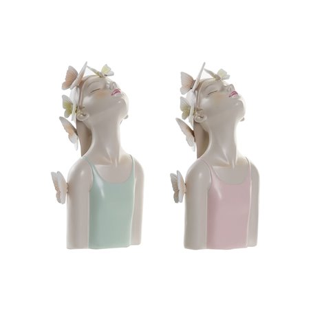 Figurine Décorative DKD Home Decor Filles 14 x 11,5 x 27 cm Bleu Rose 
