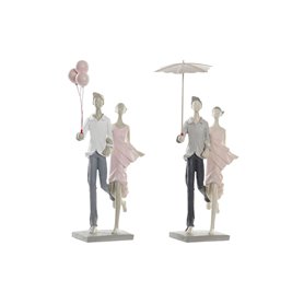 Figurine Décorative DKD Home Decor Gris Rose 18 x 10 x 37 cm Couple (2