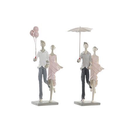 Figurine Décorative DKD Home Decor Gris Rose 18 x 10 x 37 cm Couple (2