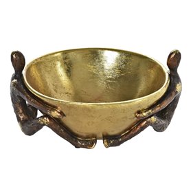 Figurine Décorative DKD Home Decor Bol Doré Cuivre Résine Personnes Mo
