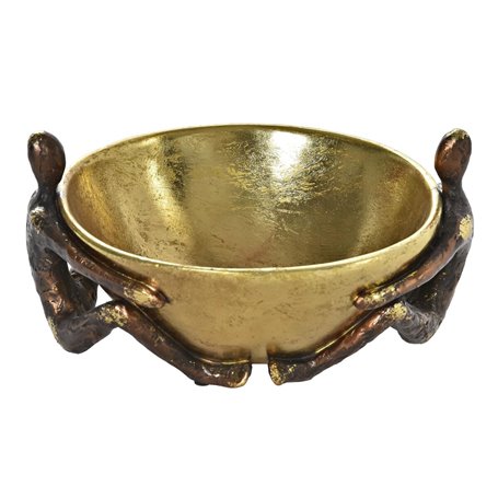 Figurine Décorative DKD Home Decor Bol Doré Cuivre Résine Personnes Mo