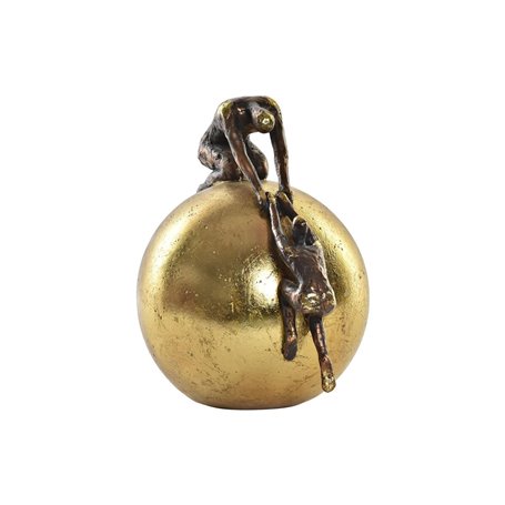 Figurine Décorative DKD Home Decor Ballon Doré Cuivre Résine Personnes