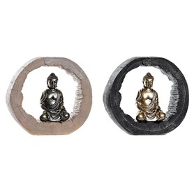 Figurine Décorative DKD Home Decor Noir Doré Buda Oriental 20,8 x 6 x 