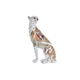 Figurine Décorative DKD Home Decor 15 x 8 x 25 cm Orange Blanc Léopard