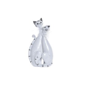 Figurine Décorative DKD Home Decor 15 x 10 x 29 cm Blanc Chats Romanti