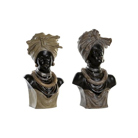 Figurine Décorative DKD Home Decor Noir Beige Colonial Africaine 22 x 