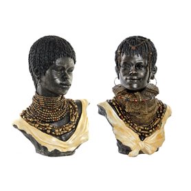 Figurine Décorative DKD Home Decor Africaine 26 x 20 x 42 cm Noir Beig