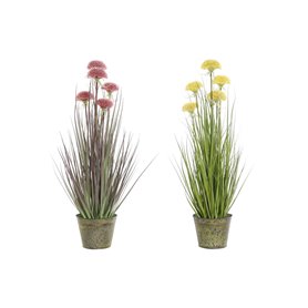 Plante décorative DKD Home Decor 30 x 30 x 78 cm Rose Métal Jaune PVC 