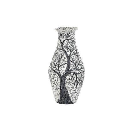 Vase DKD Home Decor Arbre Blanc Noir Blanc/Noir Verre Terre cuite 29 x