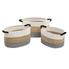 Set de basket DKD Home Decor Beige Coton Fibre naturelle (42 x 32 x 24