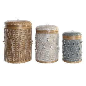 Set de basket DKD Home Decor Multicouleur Bambou Boho 46 x 46 x 58 cm