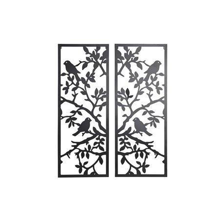 Décoration murale DKD Home Decor (2 Pièces) Métal Oiseaux Shabby Chic 