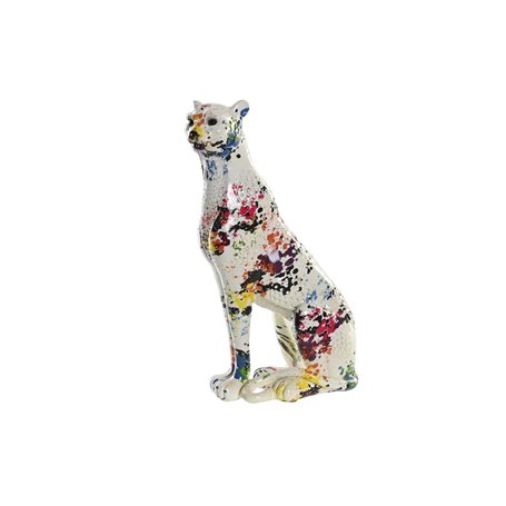 Figurine Décorative DKD Home Decor Blanc Multicouleur Léopard Moderne 