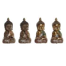 Figurine Décorative DKD Home Decor Beige Doré Buda Oriental 10,5 x 9 x