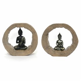 Figurine Décorative DKD Home Decor Noir Naturel Buda 20,5 x 6 x 18,5 c