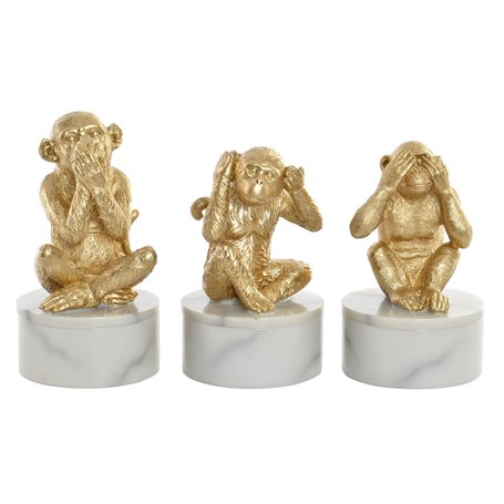 Figurine Décorative DKD Home Decor Blanc Doré Tropical Singes 10,5 x 1