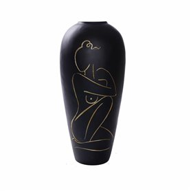 Vase DKD Home Decor Femme Noir Résine Moderne (34 x 34 x 73,5 cm)