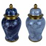 Potiche DKD Home Decor 22 x 22 x 42 cm 22 x 22 x 44 cm Porcelaine Bleu