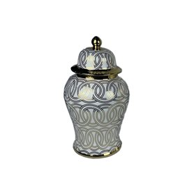 Potiche DKD Home Decor Porcelaine Doré Blanc Oriental (22 x 22 x 42 cm