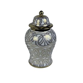 Vase DKD Home Decor Porcelaine Doré Blanc Oriental (17 x 17 x 31 cm)