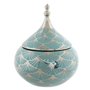 Potiche DKD Home Decor Porcelaine Doré Turquoise Blanc 18 x 18 x 22 cm