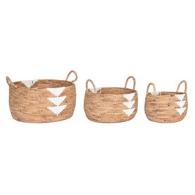 Set de basket DKD Home Decor Blanc Naturel Corde Herbier marin Boho 55