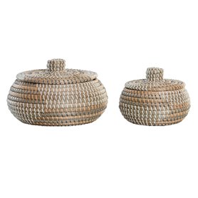 Set de basket DKD Home Decor Naturel Herbier marin Tropical 32 x 32 x 