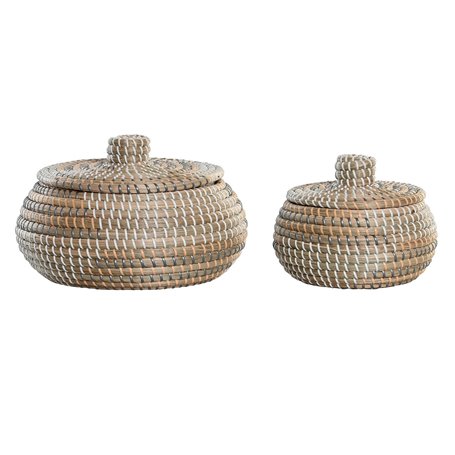 Set de basket DKD Home Decor Naturel Herbier marin Tropical 32 x 32 x 
