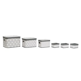 Set de basket DKD Home Decor Blanc Gris Bambou Bois MDF Etoiles 51 x 3