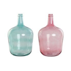 Vase DKD Home Decor Vert Rose Verre trempé 25 x 25 x 40 cm (2 Unités)