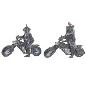 Figurine Décorative Home ESPRIT Gris foncé Motard 24 x 15 x 29 cm (2 U