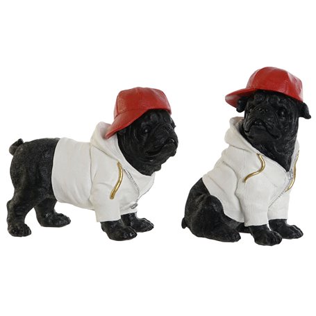 Figurine Décorative Home ESPRIT Blanc Noir Rouge Chien 25 x 12 x 21 cm