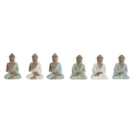 Figurine Décorative Home ESPRIT Blanc Vert Turquoise Buda Oriental 6 x