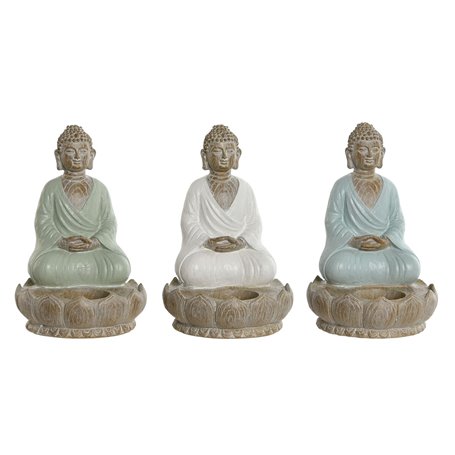 Figurine Décorative Home ESPRIT Blanc Vert Turquoise Buda Oriental 12 