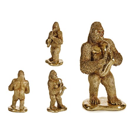 Figurine Décorative Gorille Saxophone Doré 18,5 x 38,8 x 22 cm
