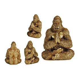 Figurine Décorative Gorille Yoga Doré 16 x 27,5 x 22 cm