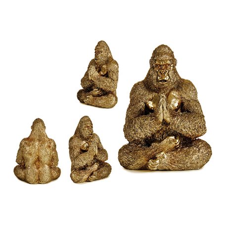 Figurine Décorative Gorille Yoga Doré 16 x 27,5 x 22 cm