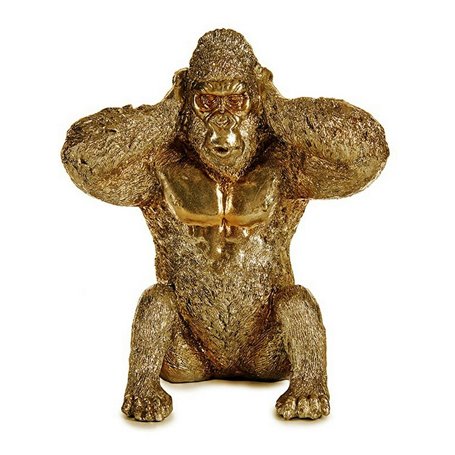 Figurine Décorative Gorille Doré 10 x 18 x 17 cm