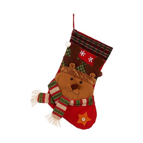 Chaussette de Noël Ours 32 x 43 x 5,5 cm Rouge Marron Vert