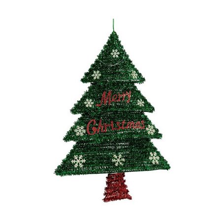 Décoration Sapin de Noël 44 x 58,8 x 7 cm Rouge Argenté Vert Plastique