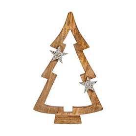 Sapin de Noël Marron silhouette 7 x 50 x 32 cm Argenté Bois