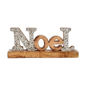 Figurine Décorative Noel Paillettes 6,5 x 10 x 25 cm Argenté Bois