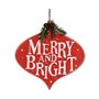 Panneau Merry and  Bright 30 x 3,5 x 30 cm Rouge Blanc Vert Plastique 