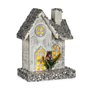 Figurine Décorative Noël Paillettes Lumière LED Maison 19,5 x 25 x 9 c