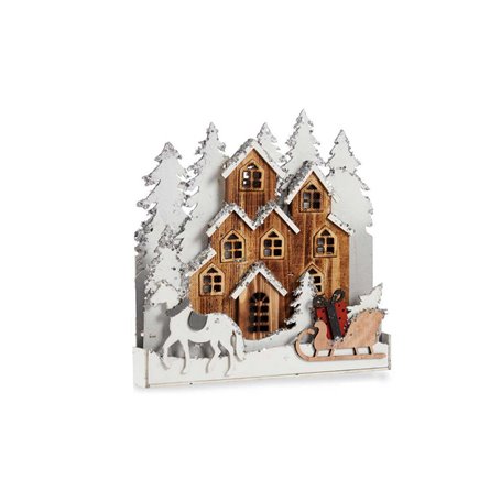 Figurine Décorative Lumière Noël ville 44 x 44,5 x 6 cm Bois Marron Bl