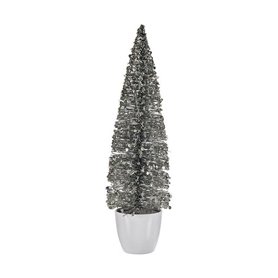 Sapin de Noël Grand 10 x 38 x 10 cm Argenté Blanc Plastique