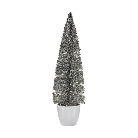 Sapin de Noël Grand 10 x 38 x 10 cm Argenté Blanc Plastique